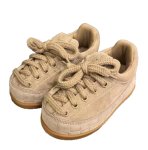 画像1: Unisex Platform Puff-Quilted Lace-Up Sneakers round-toe  sneakers　ユニセックス男女兼用厚底レザーラウンドトゥパフ厚底レースアップスニーカーシューズ (1)