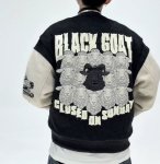 画像3: Buffalo embroidered thick leather sleeve BASEBALL JACKET baseball uniform jacket blouson  ユニセックス 男女兼用バッファロー刺繍裏地 キルティング スタジアムジャンパー スタジャンジャケット ブルゾン (3)