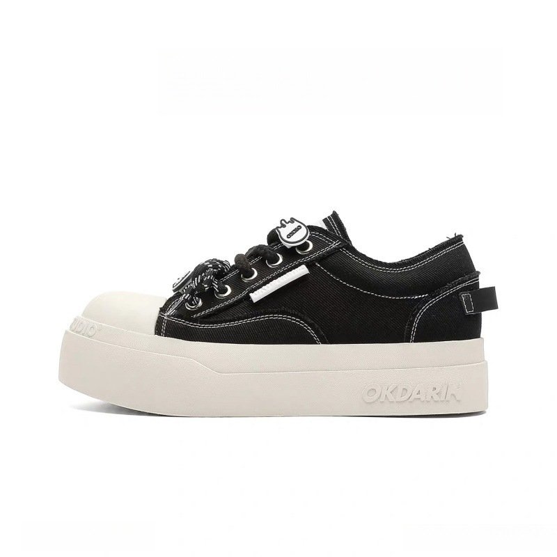 画像1: Unisex Almond-toed round-toe platform lace-up sneakers　ユニセックス男女兼用アーモンドトゥラウンドトゥ厚底レースアップスニーカーシューズ (1)