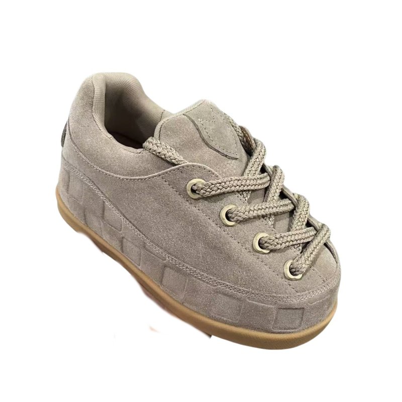 画像3: Unisex Platform Puff-Quilted Lace-Up Sneakers round-toe  sneakers　ユニセックス男女兼用厚底レザーラウンドトゥパフ厚底レースアップスニーカーシューズ (3)