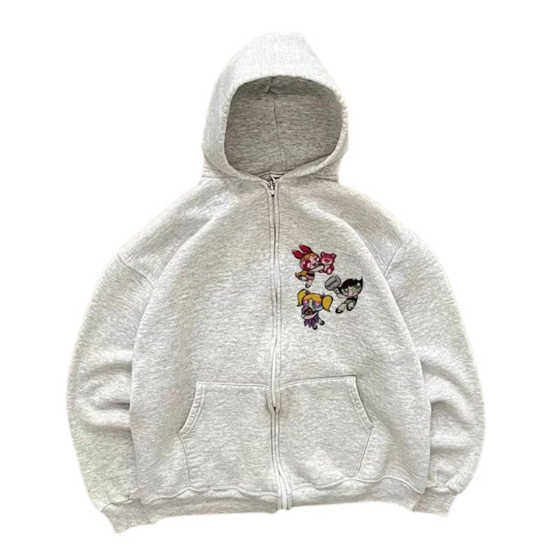 画像2: The Powerpuff Girls Zip-Up Hoodie　ユニセックス 男女兼用パワーパフガールズ ジップアップフーディパーカースウェット (2)