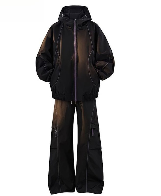 画像1: Unisex Basic Line Hoodie & Pants Set Jacket and Pants Set　フーディ＆パンツベーシックライン付きセットアップ上下  (1)