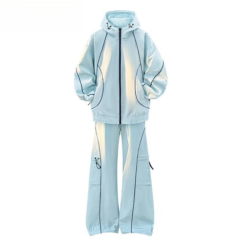 画像4: Unisex Basic Line Hoodie & Pants Set Jacket and Pants Set　フーディ＆パンツベーシックライン付きセットアップ上下  (4)