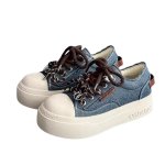 画像2: Unisex Almond-toed round-toe platform lace-up sneakers　ユニセックス男女兼用アーモンドトゥラウンドトゥ厚底レースアップスニーカーシューズ (2)