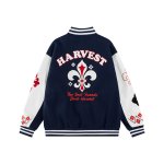 画像6: Leather-Sleeve Varsity Jacket with Floral Embroidery baseball uniform jacket blouson  ユニセックス 男女兼用 フラワーモチーフ刺繍レザースリーブ スタジアムジャンパー スタジャンジャケット ブルゾン (6)