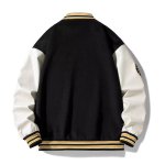 画像4: Leather-Sleeve Nlogo  Embroidery baseball uniform jacket blouson  ユニセックス 男女兼用 Nロゴエンブレム刺繍レザースリーブ スタジアムジャンパー スタジャンジャケット ブルゾン (4)