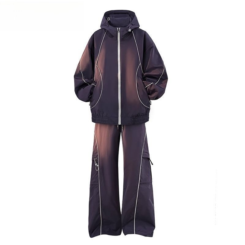 画像3: Unisex Basic Line Hoodie & Pants Set Jacket and Pants Set　フーディ＆パンツベーシックライン付きセットアップ上下  (3)