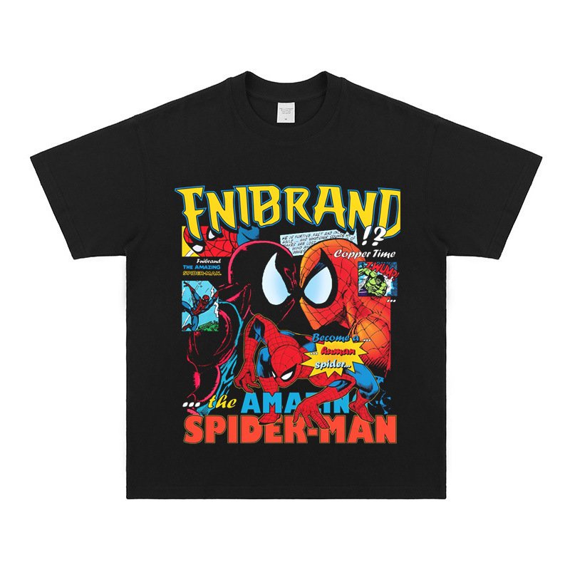 画像7: Vintage Spider-Man Print Short Sleeve T-Shirt  ユニセックス 男女兼用スパイダーマン ヴィンテージ風 古着風 プリント 半袖 Tシャツ (7)