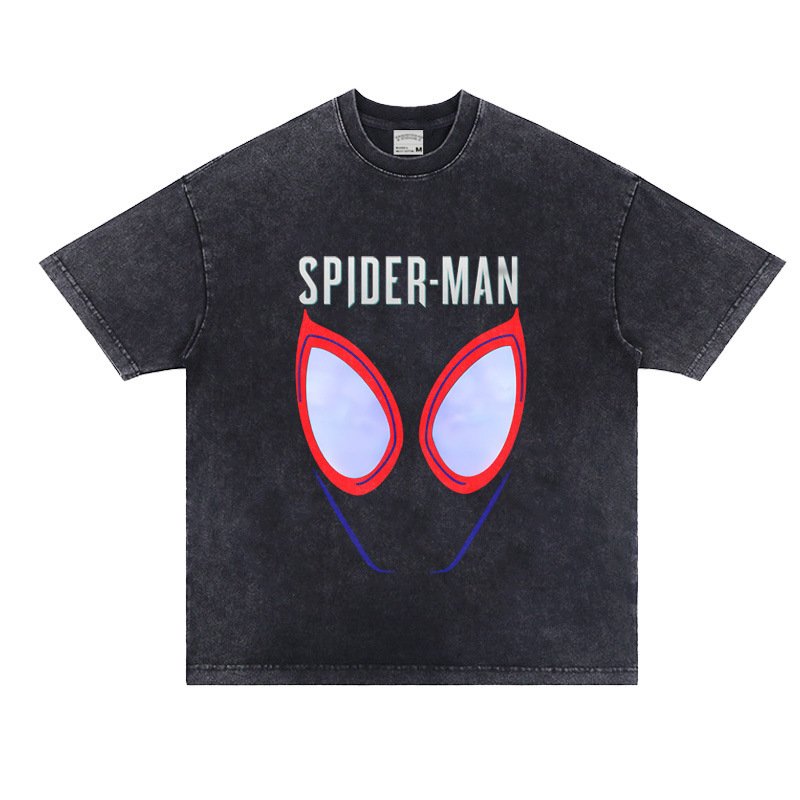 画像12: Vintage Spider-Man Print Short Sleeve T-Shirt  ユニセックス 男女兼用スパイダーマン ヴィンテージ風 古着風 プリント 半袖 Tシャツ (12)