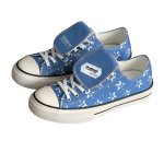 画像2: Blue Star Print Canvas Lace-Up Sneakers shoes ユニセックス 男女兼用ブルースタープリントキャンバス レースアップスニーカー (2)