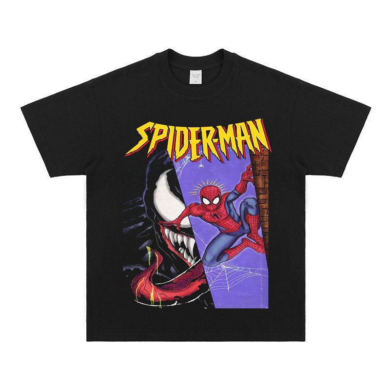 画像2: Vintage Spider-Man Print Short Sleeve T-Shirt  ユニセックス 男女兼用スパイダーマン ヴィンテージ風 古着風 プリント 半袖 Tシャツ (2)