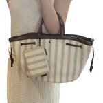 画像7: Canvas Stripe Tote N Bag　ストライプトートNバッグショッピングキャンバスバッグ (7)