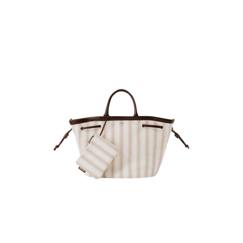 画像3: Canvas Stripe Tote N Bag　ストライプトートNバッグショッピングキャンバスバッグ (3)