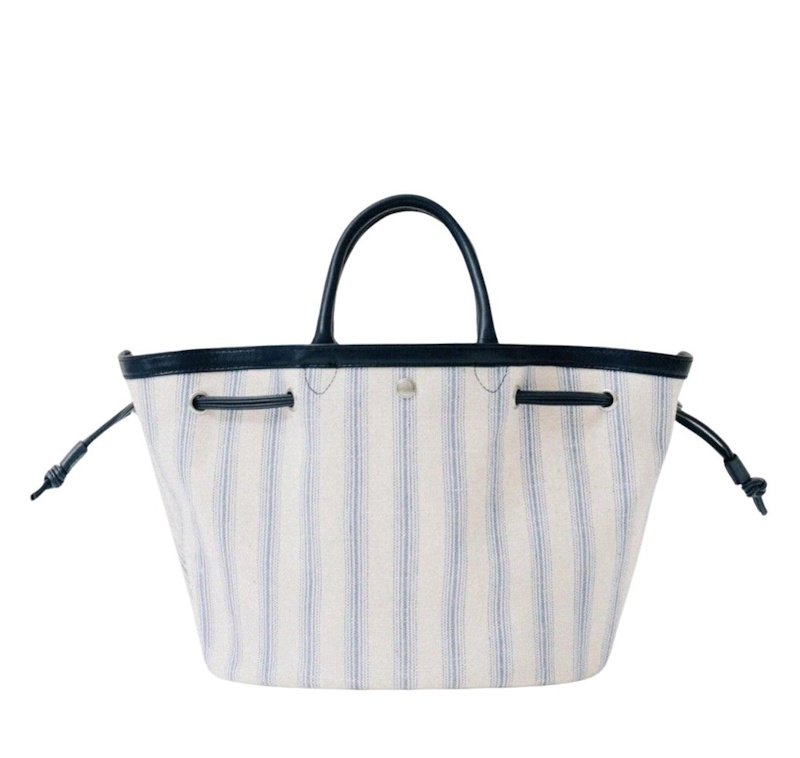 画像2: Canvas Stripe Tote N Bag　ストライプトートNバッグショッピングキャンバスバッグ (2)