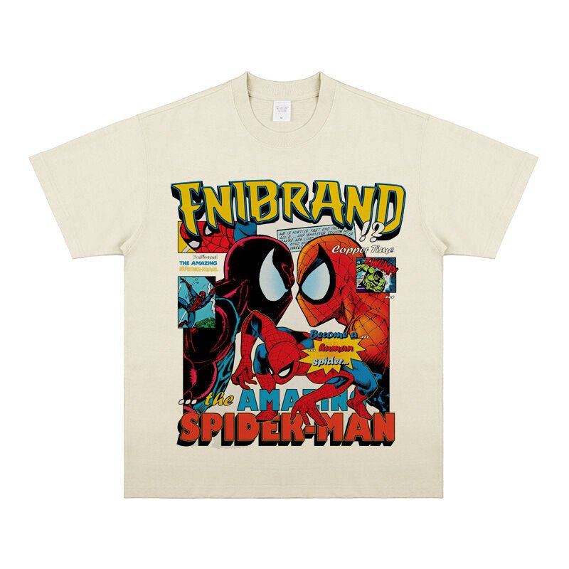画像5: Vintage Spider-Man Print Short Sleeve T-Shirt  ユニセックス 男女兼用スパイダーマン ヴィンテージ風 古着風 プリント 半袖 Tシャツ (5)