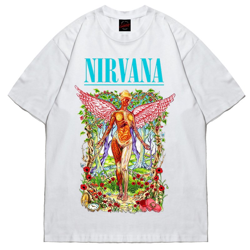 画像1: Unisex Nirvana In Utero rock band  print  T-Shirt    ニルヴァーナイン・ユーテロ  ロックバンドプリント ヴィンテージ風 古着風 半袖ラウンドネック Tシャツ ユニセックス 男女兼用 バンドT (1)