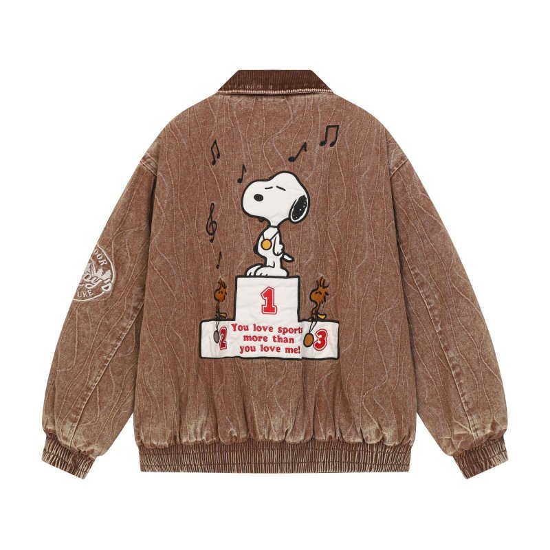 画像3: Snoopy & Music Patchwork Embroidery  jacket blouson  ユニセックス 男女兼用スヌーピー＆ミュージックパッチワーク刺繍ジャケットジャンパー  ブルゾン (3)