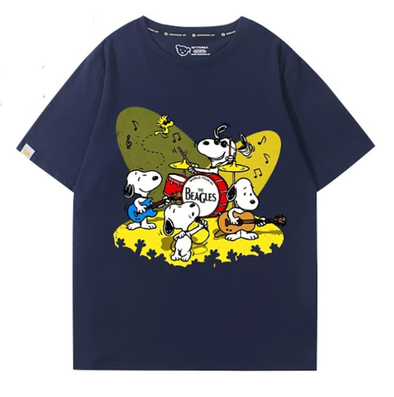 画像1: The rock band Beagle Snoopy T-Shirts Men Women's Cotton T　 ユニセックス 男女兼用 バンドスヌーピービーグルプリント Tシャツ (1)