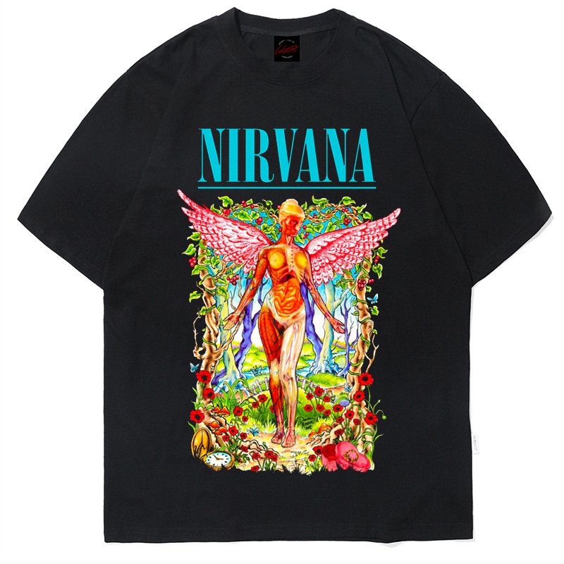 画像2: Unisex Nirvana In Utero rock band  print  T-Shirt    ニルヴァーナイン・ユーテロ  ロックバンドプリント ヴィンテージ風 古着風 半袖ラウンドネック Tシャツ ユニセックス 男女兼用 バンドT (2)