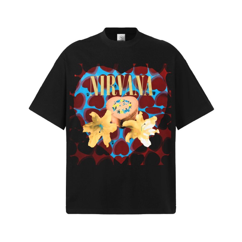 画像2: Unisex NIRVANA heart shaped box band T-shirt 男女兼用 ユニセックス ウォッシュド  ニルバーナ ニルヴァーナ バンドペイントTシャツ (2)
