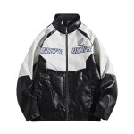 画像1: motorcycle biker leather  jacket blouson  ユニセックス 男女兼用レザーモーターサイクルバイカージャケットジャンパー  ブルゾン (1)