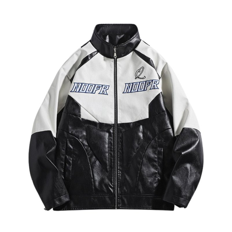画像1: motorcycle biker leather  jacket blouson  ユニセックス 男女兼用レザーモーターサイクルバイカージャケットジャンパー  ブルゾン (1)