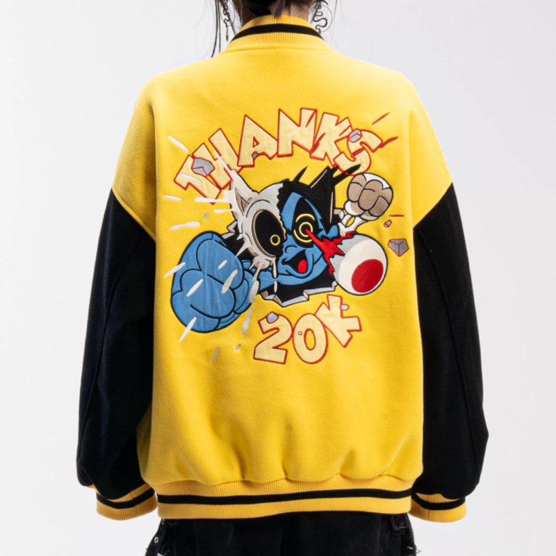 画像4: ASTRO BOY EMBROIDERED STADIUM JACKET uniform jacket blouson  ユニセックス 男女兼用アストロボーイ刺繍スタジアムジャンパー スタジャンジャケット ブルゾン (4)