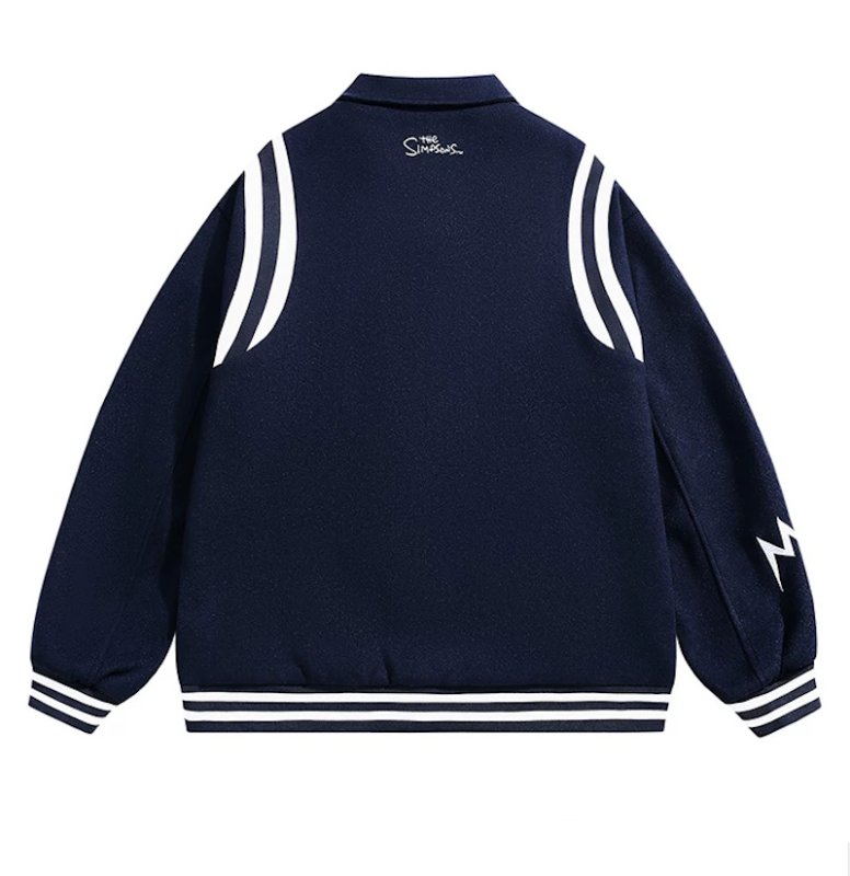 画像4: The Simpsons Embroidered Varsity Jacket baseball uniform jacket blouson ユニセックス男女兼用 シンプソンズ文字刺繍スタジアムジャンパー スタジャン ジャケットブルゾン (4)