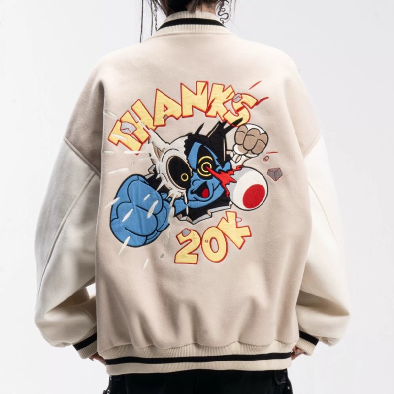 画像2: ASTRO BOY EMBROIDERED STADIUM JACKET uniform jacket blouson  ユニセックス 男女兼用アストロボーイ刺繍スタジアムジャンパー スタジャンジャケット ブルゾン (2)