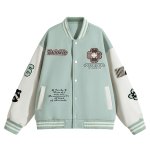 画像1: Letter & flower embroidery baseball jackets baseball uniform jacket blouson ユニセックス男女兼用 レター & フラワー刺繍 スタジアムジャンパー スタジャン ジャケットブルゾン (1)