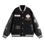 画像2: Letter & flower embroidery baseball jackets baseball uniform jacket blouson ユニセックス男女兼用 レター & フラワー刺繍 スタジアムジャンパー スタジャン ジャケットブルゾン (2)