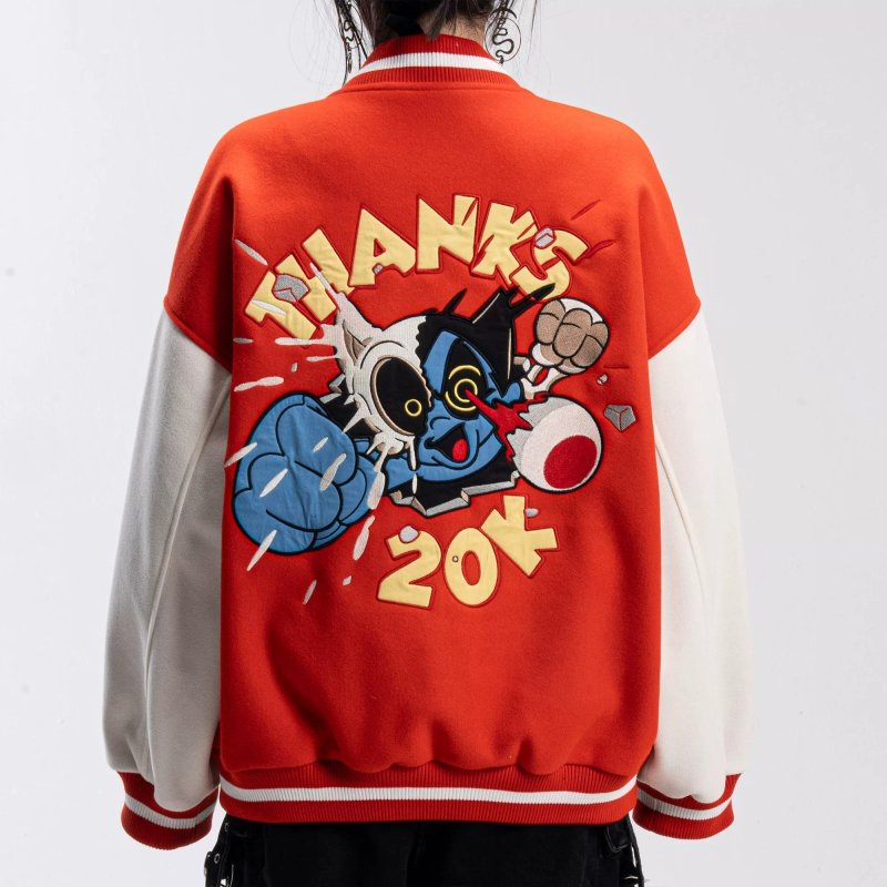 画像3: ASTRO BOY EMBROIDERED STADIUM JACKET uniform jacket blouson  ユニセックス 男女兼用アストロボーイ刺繍スタジアムジャンパー スタジャンジャケット ブルゾン (3)