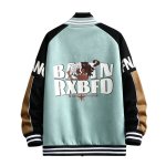 画像1: Hip-hop boy print Two-tone varsity jacket uniform jacket blouson  ユニセックス 男女兼用ヒップホップボーイプリント バイカラー スタジアムジャンパー スタジャンジャケット ブルゾン (1)