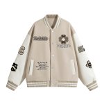 画像3: Letter & flower embroidery baseball jackets baseball uniform jacket blouson ユニセックス男女兼用 レター & フラワー刺繍 スタジアムジャンパー スタジャン ジャケットブルゾン (3)