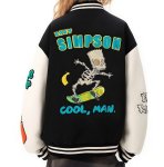 画像1: The Simpsons Skull Bart Simpson Skateboard Embroidery Jacket baseball uniform jacket blouson ユニセックス男女兼用 シンプソンズスカルバートシンプソンスケボー刺繍スタジアムジャンパー スタジャン ジャケットブルゾン (1)