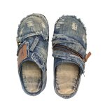 画像4: Unisex Distressed Denim Platform Slide Sandals  Slipper ユニセックス 男女兼用 デニムダメージ厚底  サンダル スリッパ (4)