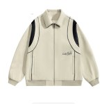 画像1: The Simpsons face embroidery Zip-upJacket baseball uniform jacket blouson ユニセックス男女兼用 シンプソンズ文字顔刺繍ジップアップスタジアムジャンパー スタジャン ジャケットブルゾン (1)