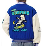 画像2: The Simpsons Skull Bart Simpson Skateboard Embroidery Jacket baseball uniform jacket blouson ユニセックス男女兼用 シンプソンズスカルバートシンプソンスケボー刺繍スタジアムジャンパー スタジャン ジャケットブルゾン (2)