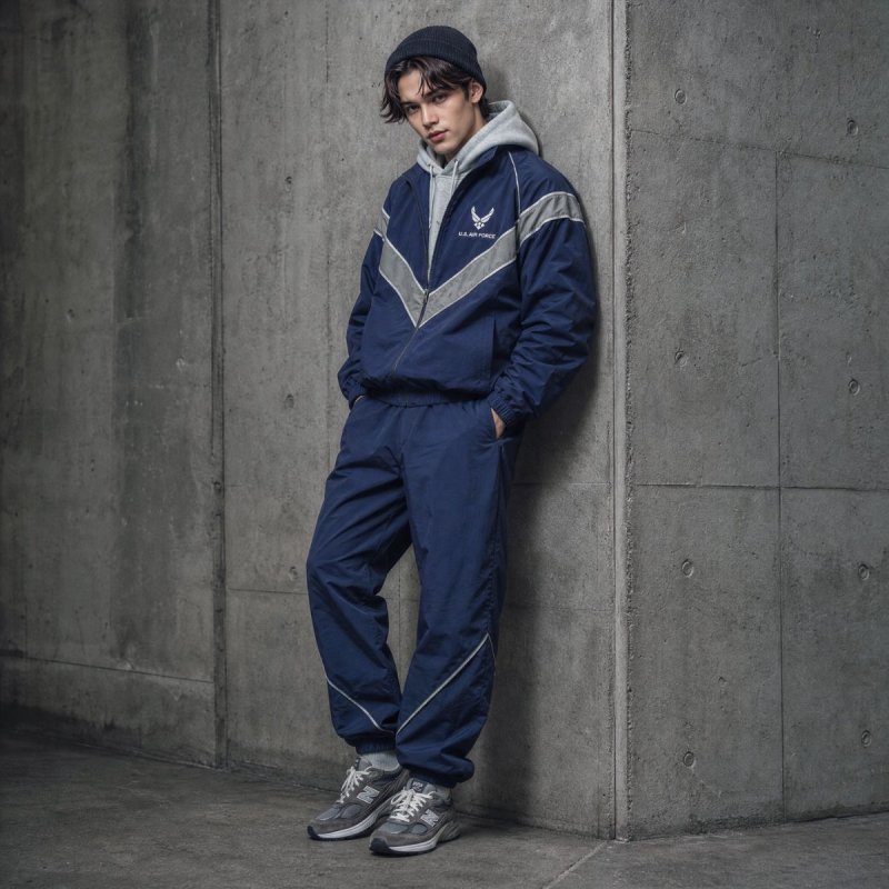 画像5: US Military Style Air Force PTU Windbreaker Jacket Training Sportswear Nylon Set up Matching Set Jacket + Pant ユニセックス 男女兼用 米軍 エアフォース マッチングセット ナイロン セットアップ 上下 (5)
