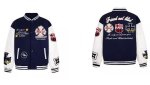 画像1: Leather-Sleeve Baseball Jacket with Letter Emblem Embroidery Jacket baseball uniform jacket blouson ユニセックス男女兼用レターエンブレム刺繍スタジアムジャンパー スタジャン ジャケットブルゾン (1)