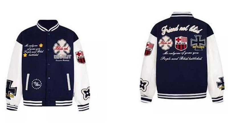 画像1: Leather-Sleeve Baseball Jacket with Letter Emblem Embroidery Jacket baseball uniform jacket blouson ユニセックス男女兼用レターエンブレム刺繍スタジアムジャンパー スタジャン ジャケットブルゾン (1)