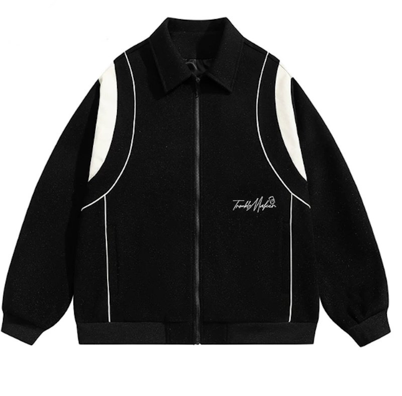 画像2: The Simpsons face embroidery Zip-upJacket baseball uniform jacket blouson ユニセックス男女兼用 シンプソンズ文字顔刺繍ジップアップスタジアムジャンパー スタジャン ジャケットブルゾン (2)