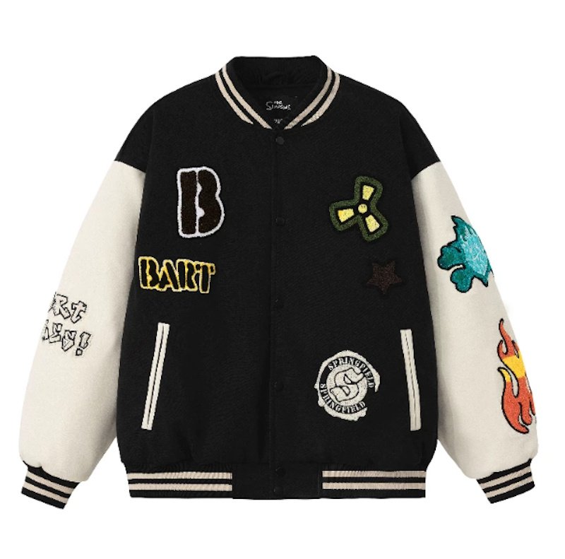 画像3: The Simpsons Skull Bart Simpson Skateboard Embroidery Jacket baseball uniform jacket blouson ユニセックス男女兼用 シンプソンズスカルバートシンプソンスケボー刺繍スタジアムジャンパー スタジャン ジャケットブルゾン (3)