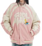 画像4: The Simpsons Embroidered Varsity Jacket baseball uniform jacket blouson ユニセックス男女兼用 シンプソンズバートシンプソンコーデュロイスタジアムジャンパー スタジャン ジャケットブルゾン (4)