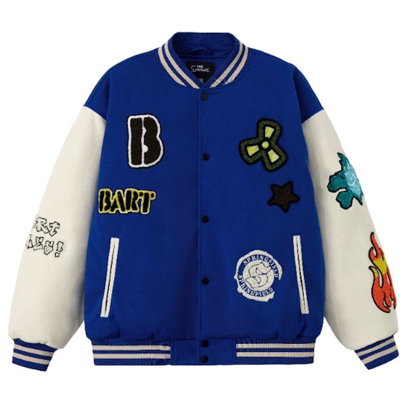 画像4: The Simpsons Skull Bart Simpson Skateboard Embroidery Jacket baseball uniform jacket blouson ユニセックス男女兼用 シンプソンズスカルバートシンプソンスケボー刺繍スタジアムジャンパー スタジャン ジャケットブルゾン (4)