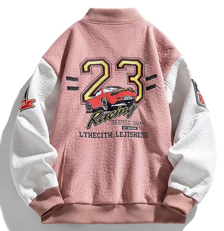 画像3: Suede racing NO23 x Porsche embroidery stadium jacket baseball uniform jacket blouson ユニセックス男女兼用 スエードレーシングNO23×ポルシェ刺繍スタジアムジャンパー スタジャン ジャケットブルゾン (3)