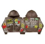 画像2: American Retro-Vintage Style Print Zip-Up Hoodie　ユニセックス 男女兼用アメリカンレトロヴィンテージスタイルプリント ジップアップフーディパーカースウェット (2)