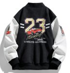 画像1: Suede racing NO23 x Porsche embroidery stadium jacket baseball uniform jacket blouson ユニセックス男女兼用 スエードレーシングNO23×ポルシェ刺繍スタジアムジャンパー スタジャン ジャケットブルゾン (1)
