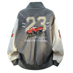 画像2: Suede racing NO23 x Porsche embroidery stadium jacket baseball uniform jacket blouson ユニセックス男女兼用 スエードレーシングNO23×ポルシェ刺繍スタジアムジャンパー スタジャン ジャケットブルゾン (2)