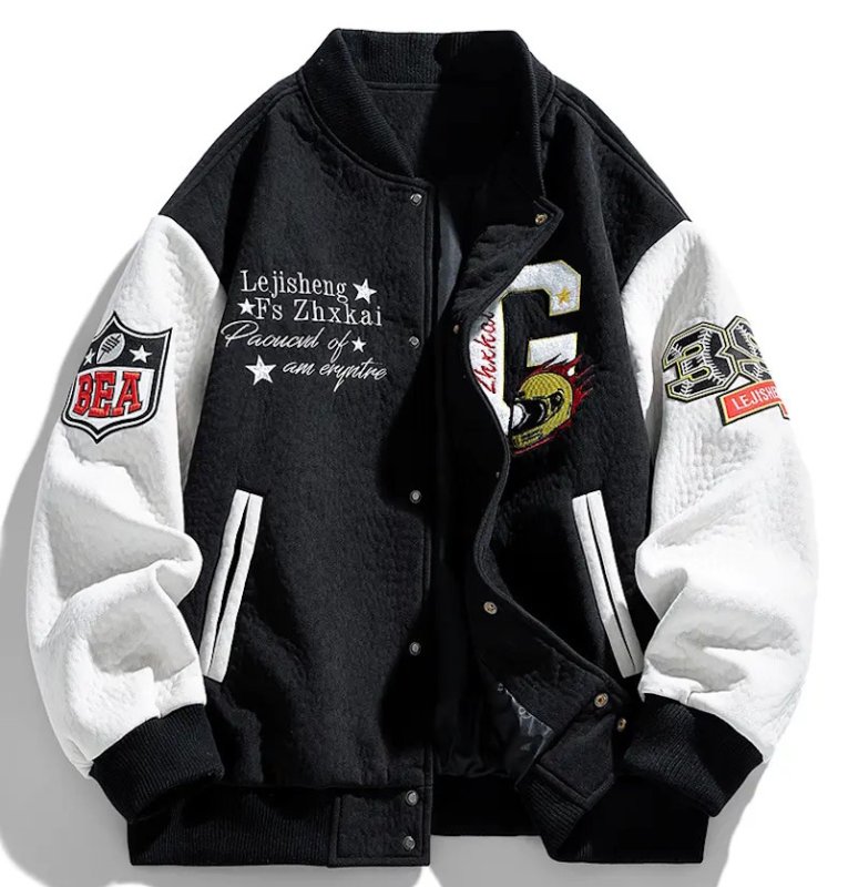 画像4: Suede racing NO23 x Porsche embroidery stadium jacket baseball uniform jacket blouson ユニセックス男女兼用 スエードレーシングNO23×ポルシェ刺繍スタジアムジャンパー スタジャン ジャケットブルゾン (4)
